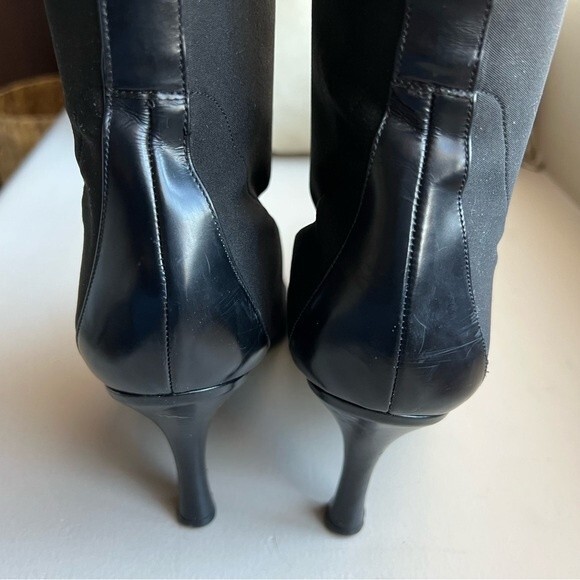 Via Spiga Black Stretch Fabric Heeled Boots with Pointed Toes Women’s Size 8 - Picture 7 of 12